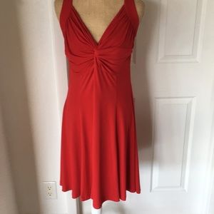 Red Twist Top Gathered Bodice - Stretchy DRESS